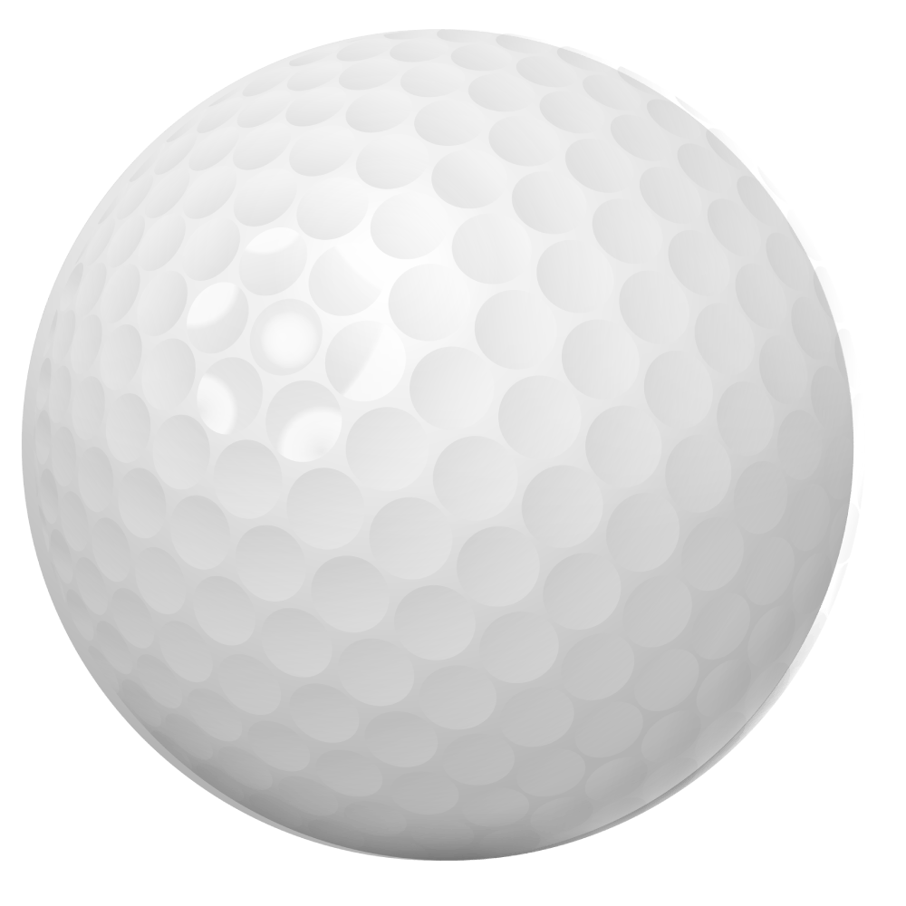 A detailed image of a golf ball with visible dimples and reflective surface.